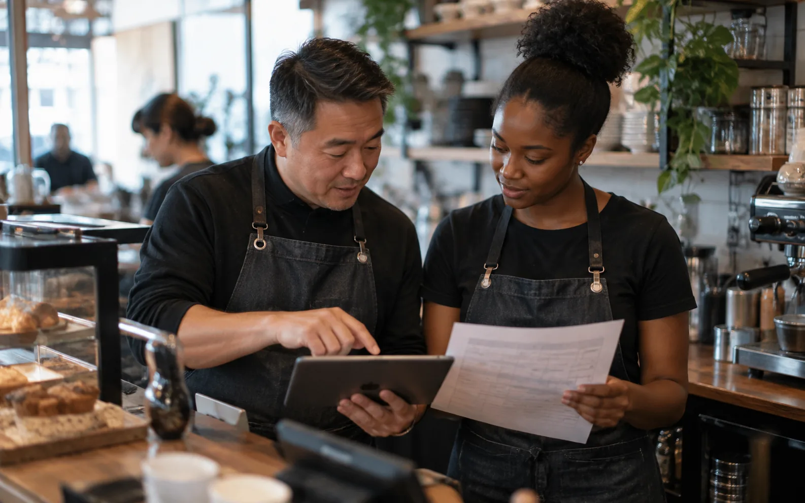 Employee using a phone to check in at work