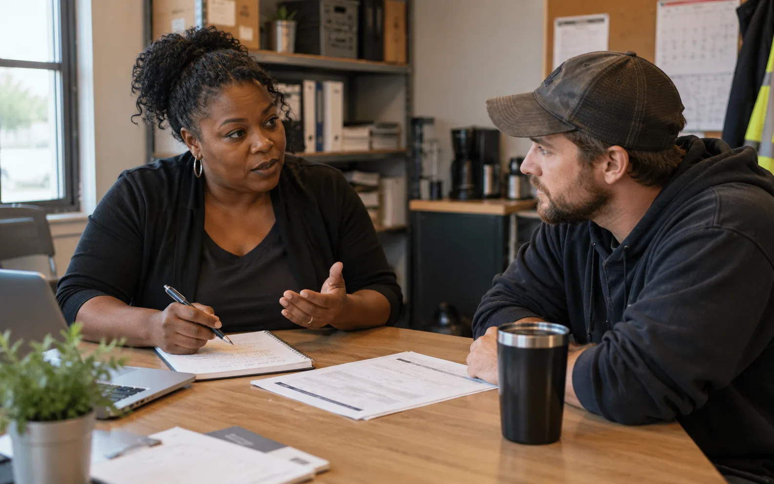 Manager and employee having a constructive performance conversation